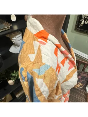 Anthropologie Ranna Gill Sabina Bubble Sleeve Mini Dress – Multicolor Abstract Seashell Print thumbnail 5