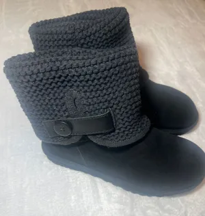 UGG Australia Women's Shaina Black Knit Cuff Ankle Boot thumbnail 1