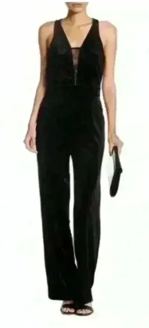 Romeo + Juliet $178‎ Couture Velour Lace Jumpsuit Whimsigoth Velvet Black Goth thumbnail 1