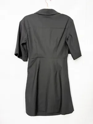 Billy J Sydney Mini Dress Black Linen Collared Ruched thumbnail 5