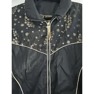 East West 80's Black & Gold Glitter Star Patterned Zip-Up Windbreaker Jacket thumbnail 9