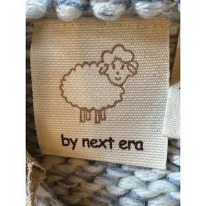 By Next Era Sweater Women Medium Blue White Cable Knit Hooded Pullover‎ Tassel thumbnail 8