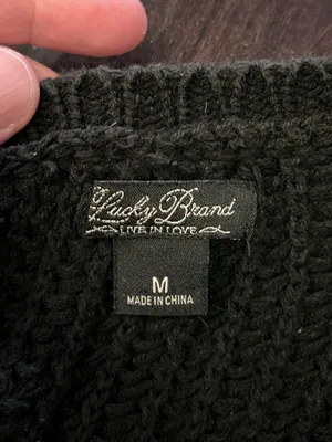 Lucky Brand Cardigan Sweater Womens Medium Black Open Knit Long Duster Pockets thumbnail 9