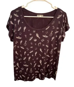 Pleione‎ Women's Size Small T-Shirt Gray Scoop Neck Southwest Sombrero Chips thumbnail 1