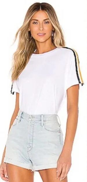 n:Philanthropy Verbena Stripe Shoulder T-Shirt in White Size US‎ Medium thumbnail 1