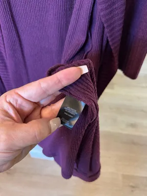Torrid Purple Ribbed Open Front Long Duster Cardigan with Pockets thumbnail 4