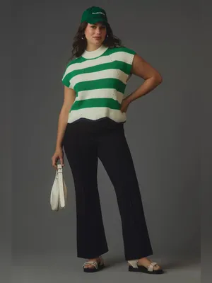The Margot Kick-Flare Cropped Pants by Maeve Sz M Black Stretch Knit thumbnail 5