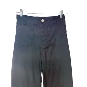 Maeve Anthropologie The Colette Black Wide Leg Cropped Linen Blend Pants Size 26 thumbnail 4