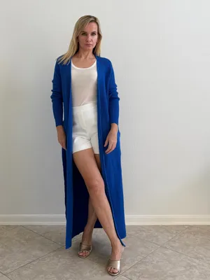 SER.O.YA Royal Blue Maxi Belted Knit Cardigan XS NWT thumbnail 3