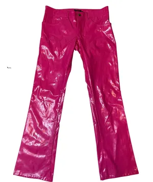 Tripp NYC hot pink faux leather vinyl y2k‎ rave festival emo womens pants size 7 thumbnail 1