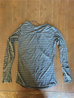 Striped Black & Gray Long-Sleeve Henley Top thumbnail 2