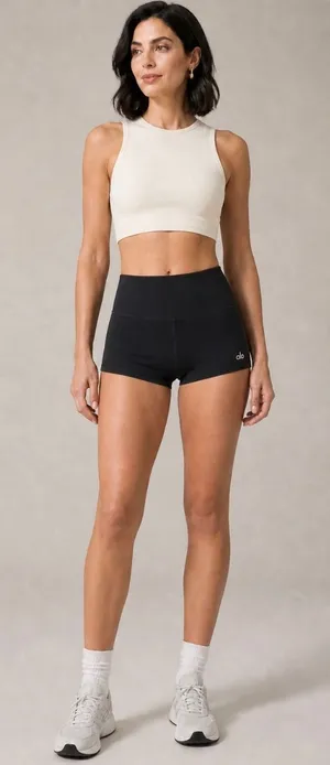 Alo Yoga Goddess Ribbed High-Waist Hot Shorts Black XS 2" Inseam thumbnail 1