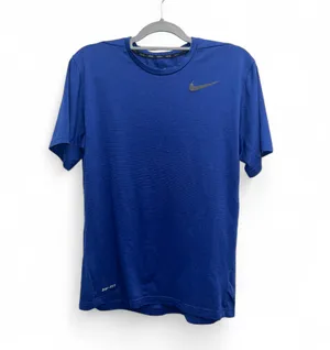 Nike Men’s Dri Fit Blue Short Sleeve Shirt Size Medium thumbnail 1