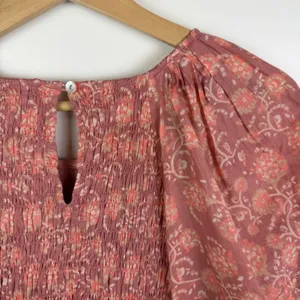 NEW Cleobella Mina Mini Dress Camala Floral Large Pink Smocked Organic Cotton‎ thumbnail 3