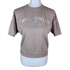 TECHSTYLES MT Bachelor Oregon Graphic Sweatshirt Taupe Vintage Style M thumbnail 2