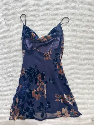 Hello MOLLY navy velvet flower cowl neck mini dress sleeveless thumbnail 4