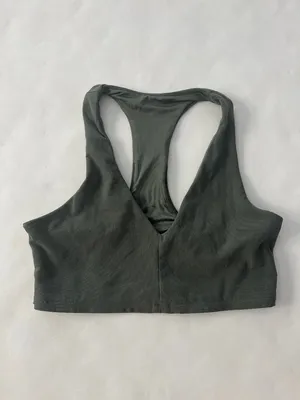 Alo Yoga Olive Green Soft V Neck Unpadded Racerback Sports Bra S $78 thumbnail 2