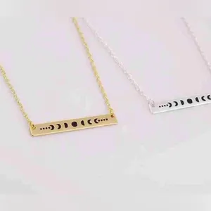 Boutique NEW Yellow Gold Plated‎ Celestial Moon Phase Bar Pendant Necklace, 16-18” thumbnail 7