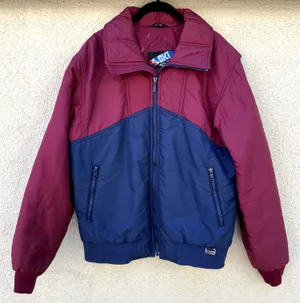 Vintage White Stag Ski Jacket Men's L Maroon Blue thumbnail 1
