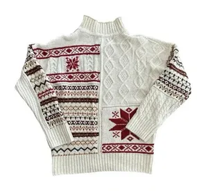 American Eagle Holiday Sweater Women’s Size Medium Mock Neck Cable Knit thumbnail 1