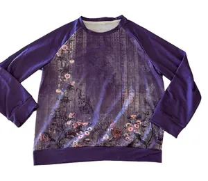 Women's Long Sleeve Purple Floral Pullover Top Size XL #260539 thumbnail 1