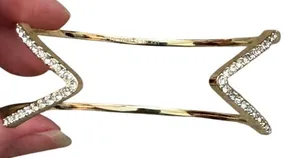 Victorias Secret Gold Tone Crystal Geometric Double Band Cuff Bracelet‎ thumbnail 1