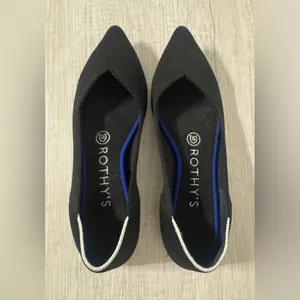 Rothy's Black And White Halo Pointed Toe Ballet Flats Knit Washable Chic 6.5 thumbnail 3