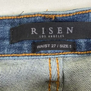 Risen Los Angeles Womens Distressed Straight Leg Jeans Medium Wash Raw Hem 5 thumbnail 3