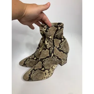 Steve Madden Tristine Booties Women 10M Tan Snakeskin Excellent Block Heel Zip thumbnail 3