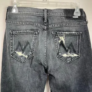 Mother The Flirt Chew Jeans in Cat & Kings Wash Straight Leg Jeans Size 24‎ thumbnail 4