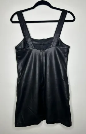 Abercrombie Black Faux Leather Front Pocket Mini Shift Dress Layering thumbnail 11