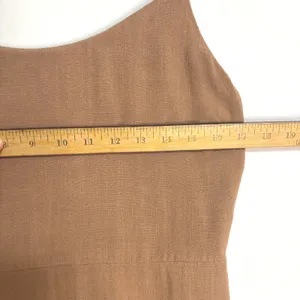 The Workshop Maxi Dress Almond Brown Linen Blend Open Back Minimalist Neutral L thumbnail 8