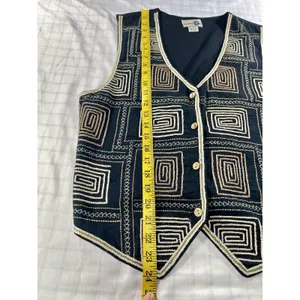 Paul Harris Design PHD Vintage Embroidered Cotton Vest Boho Tribal Spiral L thumbnail 4