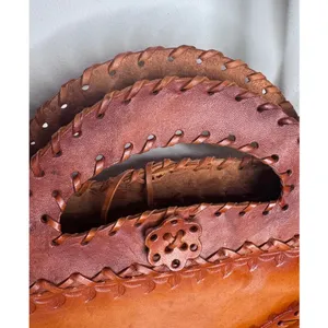 1970s Brown Tooled Leather Sculpted 3D Flower Boho Artisan Shoulder Bag thumbnail 16