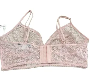 Intimates INC Bralette Stretch Pink Lace Large 4-clasp back Dainty Feminine thumbnail 2