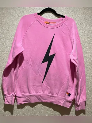 Aviator Nation Bolt Crew Logo Sweatshirt Crewneck Neon Pink Size M thumbnail 6