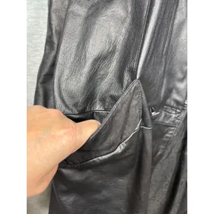 Global Identity G-III Womens Black Leather Paisley Embossed Trench Coat Duster L thumbnail 4