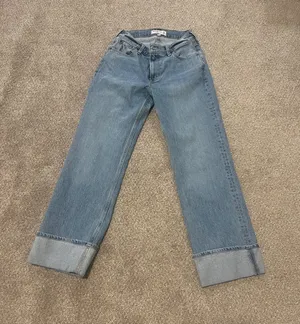Abercrombie & Fitch Light Blue Boyfriend Jeans with Wide Cuff thumbnail 1