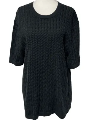 Abercrombie & Fitch Cable Knit Short Sleeve Sweater Tee Faded Black Size Large thumbnail 1