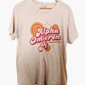 💥 Bella Canvas Alpha Omicron Pi Pink Retro Crewneck Top thumbnail 2