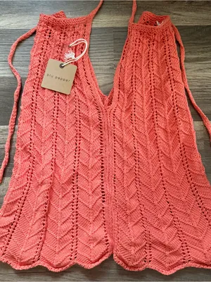 Blu Pepper Apricot Lane Coral Tie-Strap Pointelle Tank Top thumbnail 1