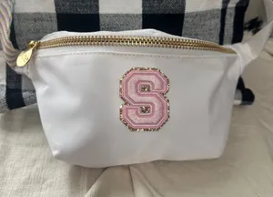 White Crossbody Belt Bag with Pink 'S' Patch by Stoney Clover Ln NEW thumbnail 1
