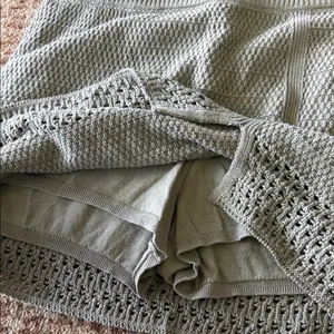 American Eagle Outfitters Sage Green Crochet Tube Top & Mini Skirt Set thumbnail 3