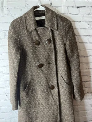 Trina Turk Brown Tweed Double-Breasted Pea Coat size medium thumbnail 4