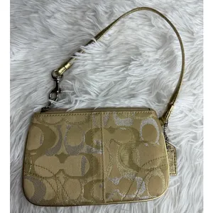 COACH Gold Silver Signature Wristlet thumbnail 2