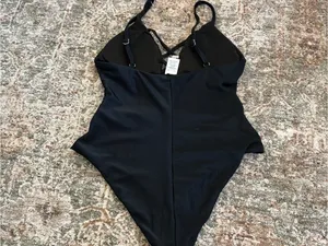 Anthropologie Dippin Daisys Bliss Ribbed One Piece Black Swimsuit Medium thumbnail 4