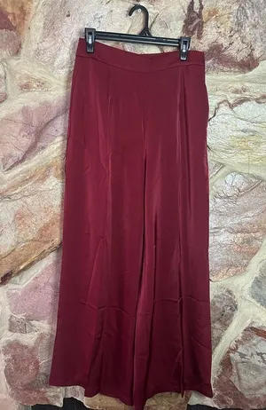 Commense Oversized Satin Wide Leg Dress Pants burgundy size M thumbnail 2