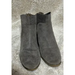Lucky Brand Gray Ankle Boots Suede Leather Size 7M Back Zip Low Heel Boho City thumbnail 4