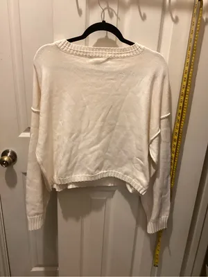 Hampton Bay Women's Crew Neck Sweater in Cream with Red Lobster Emblem thumbnail 4
