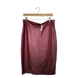 Simlu 2XL Burgundy Faux Leather‎ Pencil Skirt Mob Wife Office Siren Biker Core thumbnail 2
